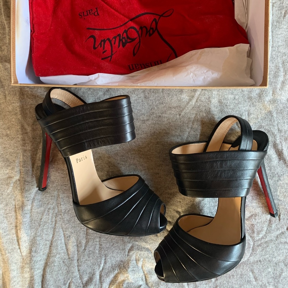 Christian Louboutin black peeptoe slingbacks